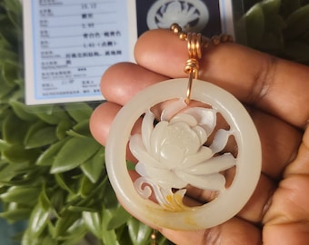 High Frequency • Lotus Flower Jade Necklace • Healing Crystals • Healing Crystals • Jade Flower Pendant Jewelry Gift Women