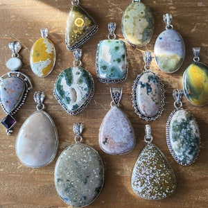 2&quot; Ocean jasper Necklace, Healing necklace, Ocean Jasper Pendant, Crystal Necklace, Jasper jewelry, Hand Carved Crystal Pendant Gift for him
