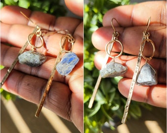 Labradorite Earrings, Boho Earrings, Wire Wrapped, Healing Earrings, Handmade, Gift for her, Labradorite Gemstone Jewelry, Crystal Earrings