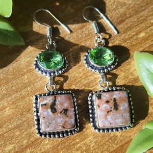 Ocean Jasper Earrings, 3&quot; Healing Earrings, Gift for her, Ocean Japser Jewelry for Women, Ocean Jasper, Crystal Earrings, Stone Gemstone