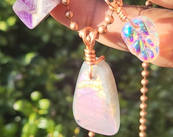 High Frequency Flash • Pink Labradorite Necklace •  Multi Gemstones • Amethyst • Healing Crystals • AurA Gift