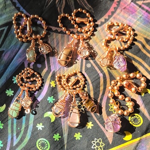High Frequency • Pure Copper Ball Chain Anklet • Wire Wrapped Crystal Ankle Bracelets • Healing Crystals • 2mm-8mm • Boho • Copper Jewelry