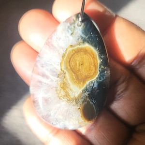 Ocean jasper Necklace, 2&quot; Healing Crystal necklace, Ocean Jasper Pendant, Jasper Stone jewelry, Gift for her, Rock, Boho