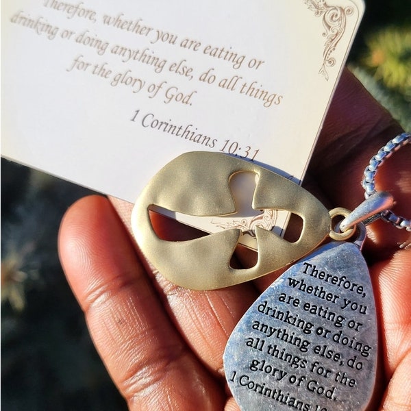 Scripture Necklace, 1 Corinthians 10:31 Do all things for the Glory of God, Bible Verse Jewelry, Inspirational Women Christmas Mom Gift