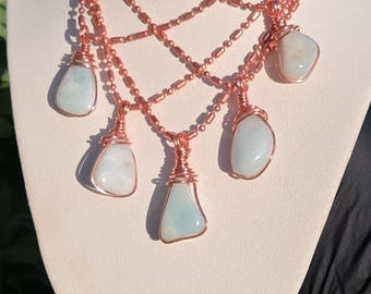 Amazonite Crystal Necklace • Spiritual Healing Crystals • Copper Wire wrapped • Amazonite Jewelry