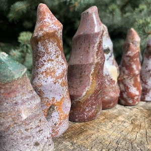 Ocean Jasper Flame, Mineral Specimens, Home Decor, Gift for her, Ocean Jasper Freeform Flame, Tower Obelisk