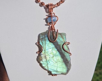 Pink Labradorite Necklace • Sunset Spectrolite • Healing Necklace, Labradorite Jewelry, Crystal Pendant Necklace, Gift for her