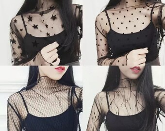 moon and stars mesh top