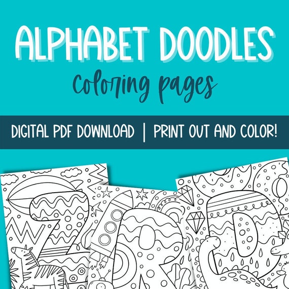 Educational Alphabet ABC Doodle Coloring Book Pages for Kids - Etsy