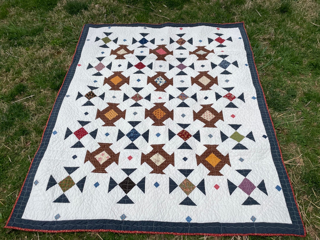 Red and Blue Quilt Etsy