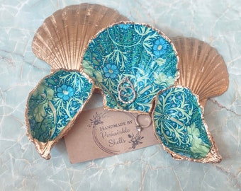 William Morris design on an oyster and scallop shell