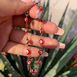 Red Evil Eye Bracelet /stainless steel evil eye bracelet