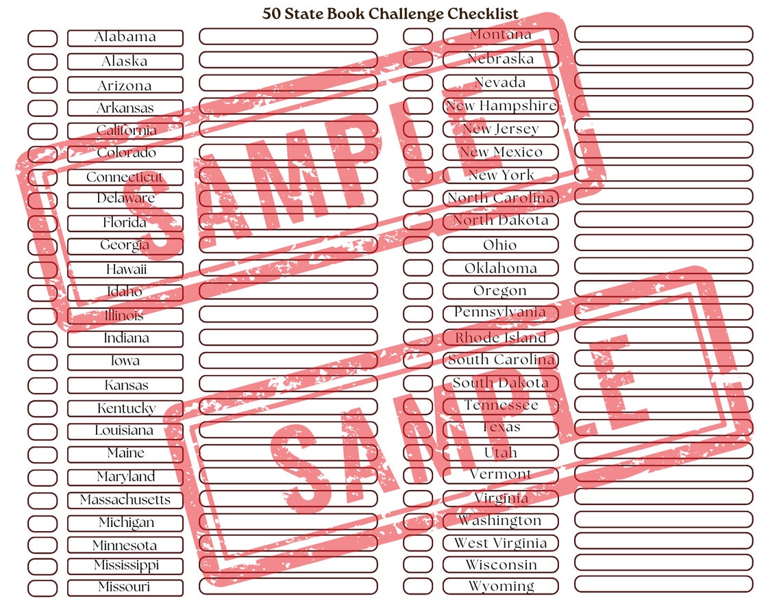 50 States Reading Challenge Canva Template Etsy