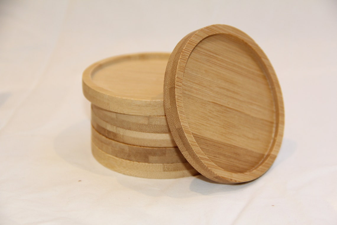 Bamboo Coasters Set of 6 Bamboo Drink Coasters With 6 Bamboo Etsy