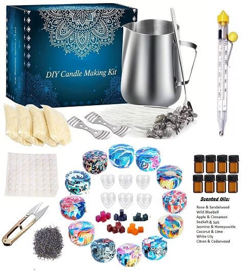 UnityStar Candle Making Kit, 120 PCS Christmas Candle Making Supplies Kits  for Adults with 6 Packge 8oz Soy Wax, Large Candle Make Pouring Pot, Candle