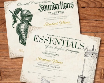 Certificado de fin de año de Conversaciones Clásicas / Fundamentos y elementos esenciales editables (Descarga digital) CICLO CC 2