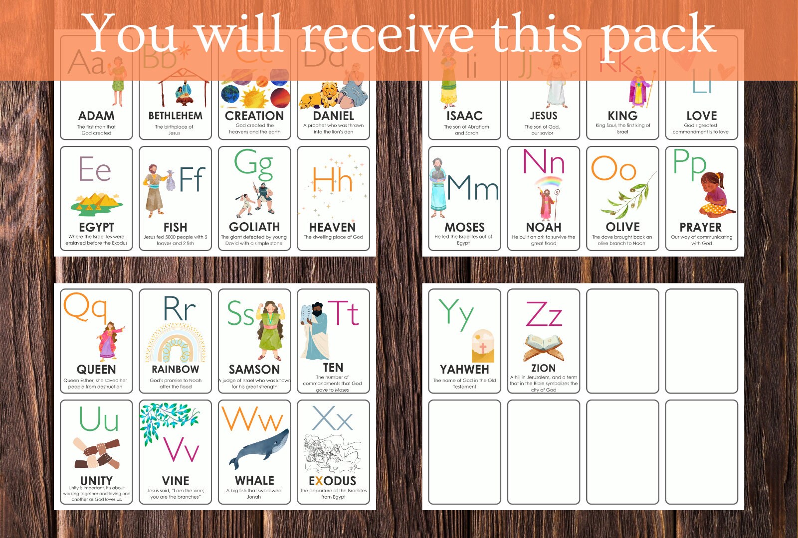 ABC Bible Flash Cards for Kids, Preschool Bible Activity, Learn ...