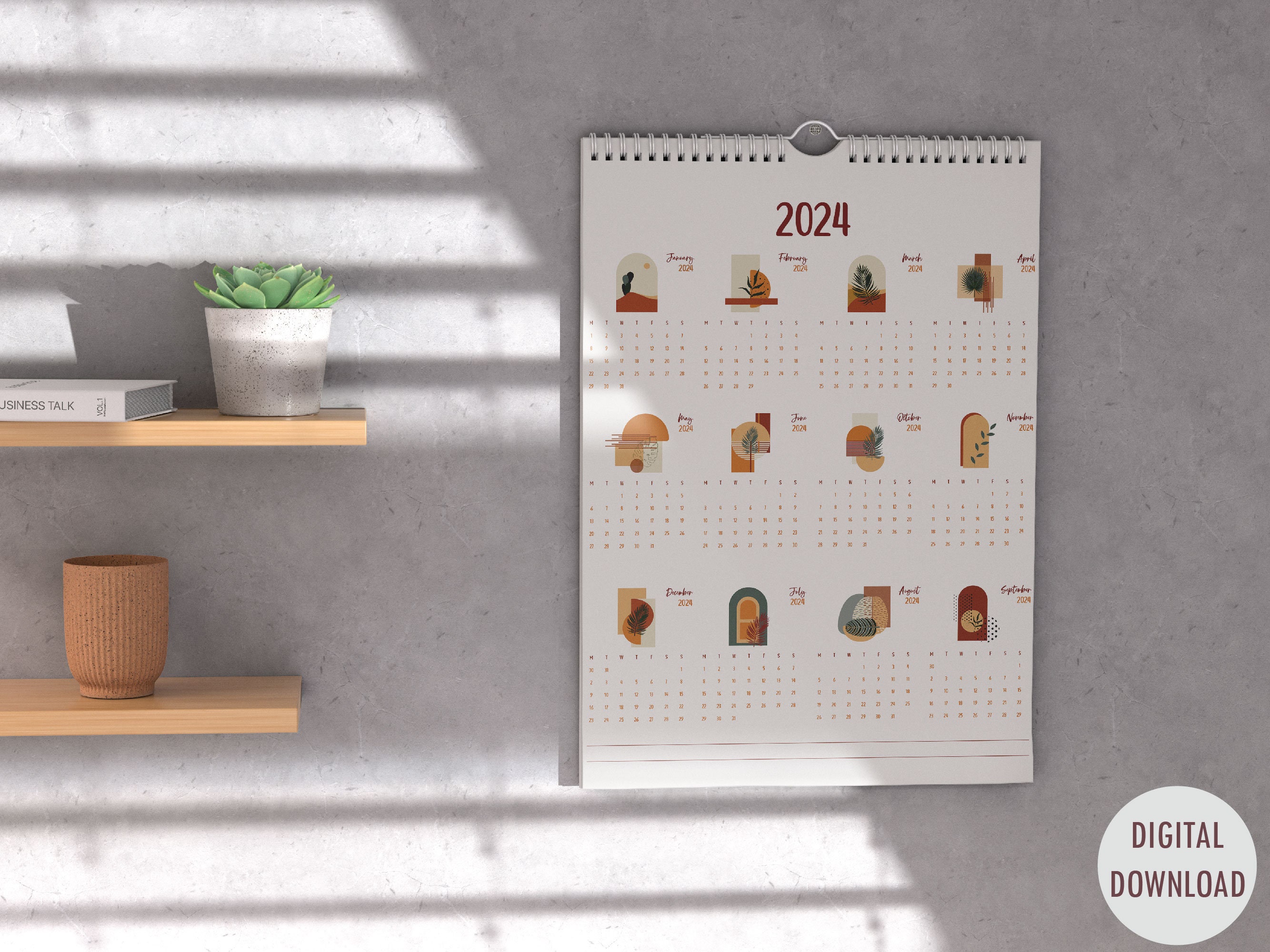 Printable Calendar 2024 US Letter 8.5x11 Mini Calendar - Etsy