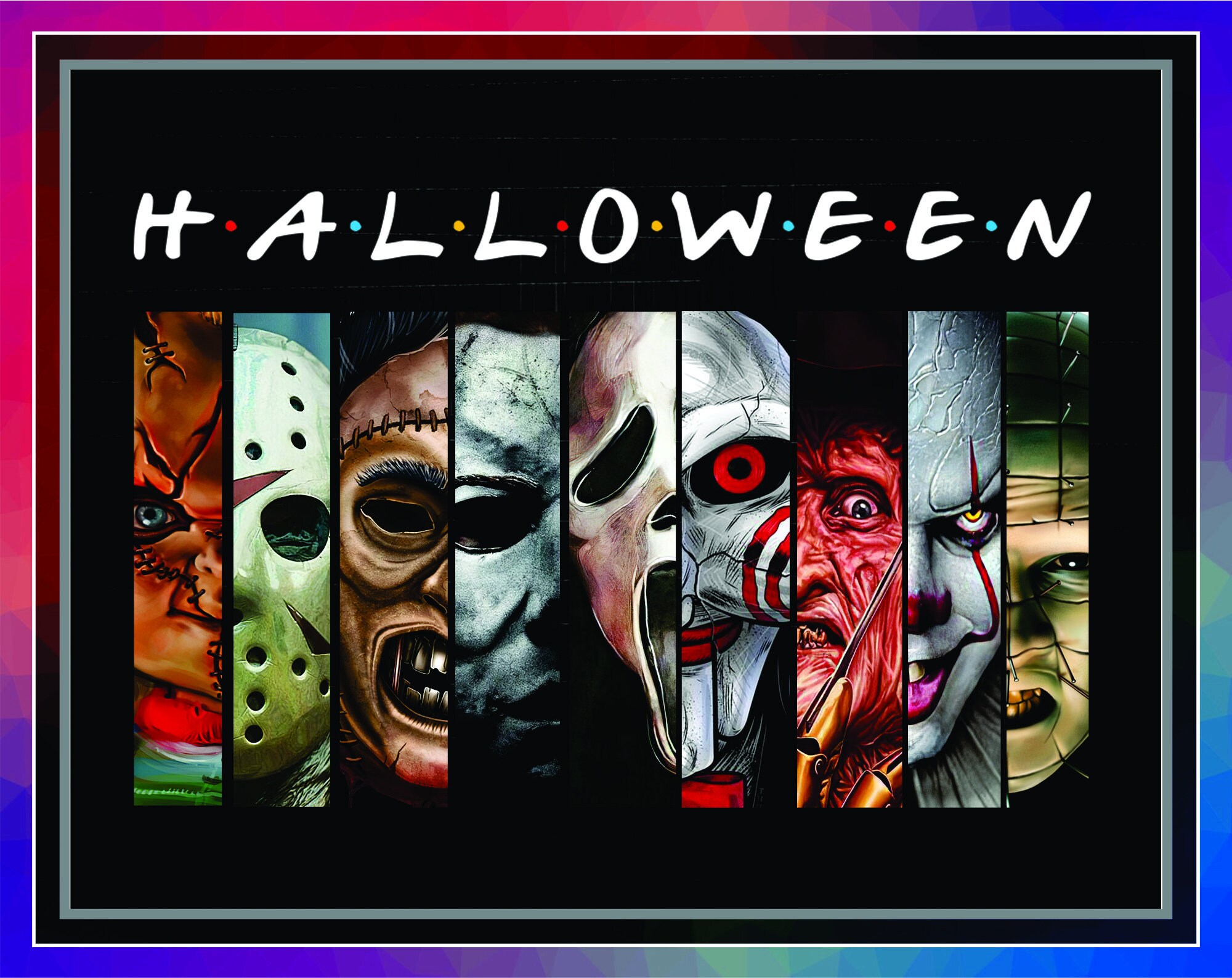 Halloween Characters PNG, Horror Movies, Happy Halloween, Sublimated Printing, Instant download, Png Printable, Digital Print Design
