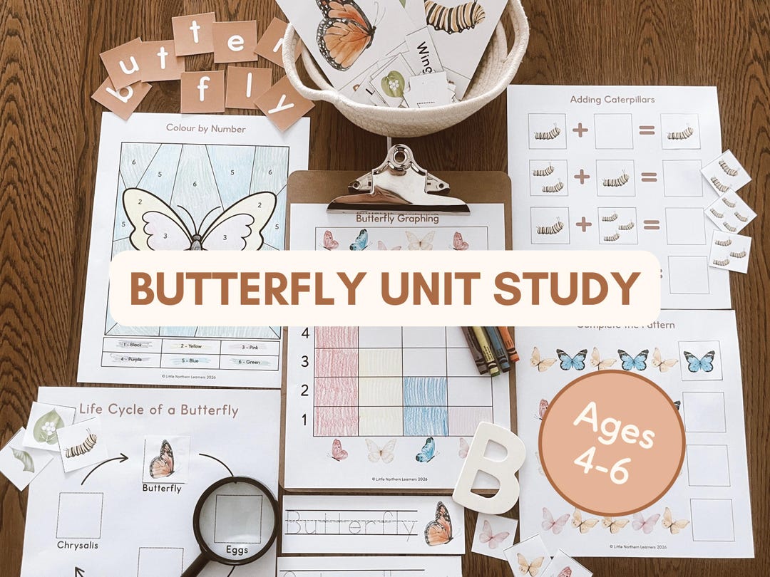Butterfly Unit Study | Kindergarten Homeschool Printables (digital ...