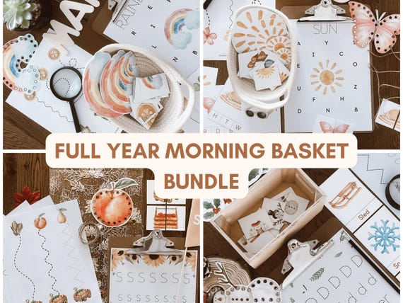 Full Year Morning Basket Bundle | Seasonal Pre-K Activities | Homeschool Units | Preschool Printables