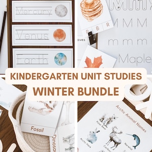 Kindergarten Unit Study Winter Bundle: Planets, Dinosaurs, Arctic, Maple (PDF Download)