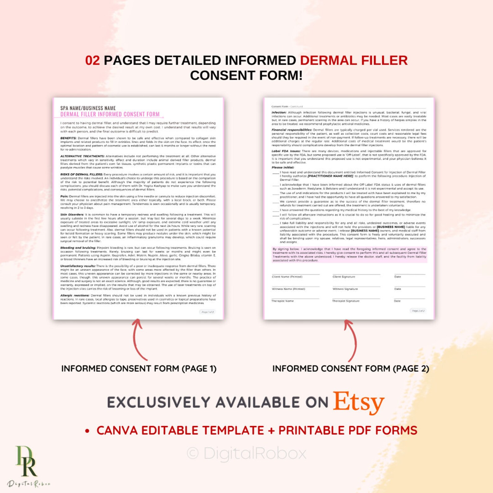 Dermal Filler Consent Form, Filler Consent Form, Dermal Filler Informed ...