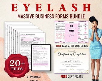 Eyelash Extension Business Forms Bundle: Lash Tech Forms (Printable, Fillable)