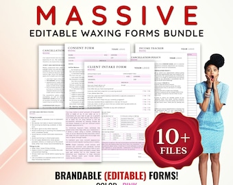 Editable Waxing Client Intake and Consent Forms Bundle, Hair Removal Business Forms, Waxing Consultation Form, Salon Printable Forms