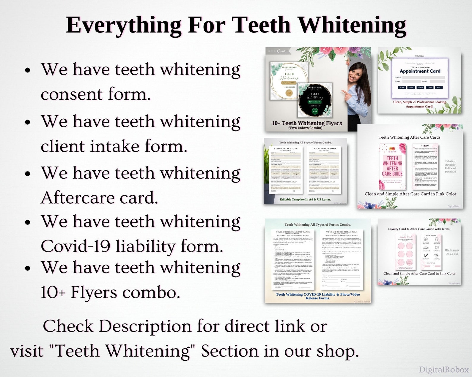 Teeth Whitening Aftercare Card Template Teeth Whitening Etsy