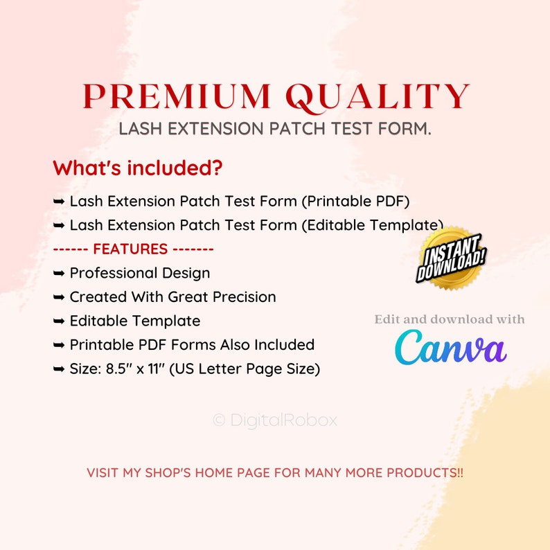 Lash Extension Patch Test Form Lash Lift Patch Test Lash Etsy