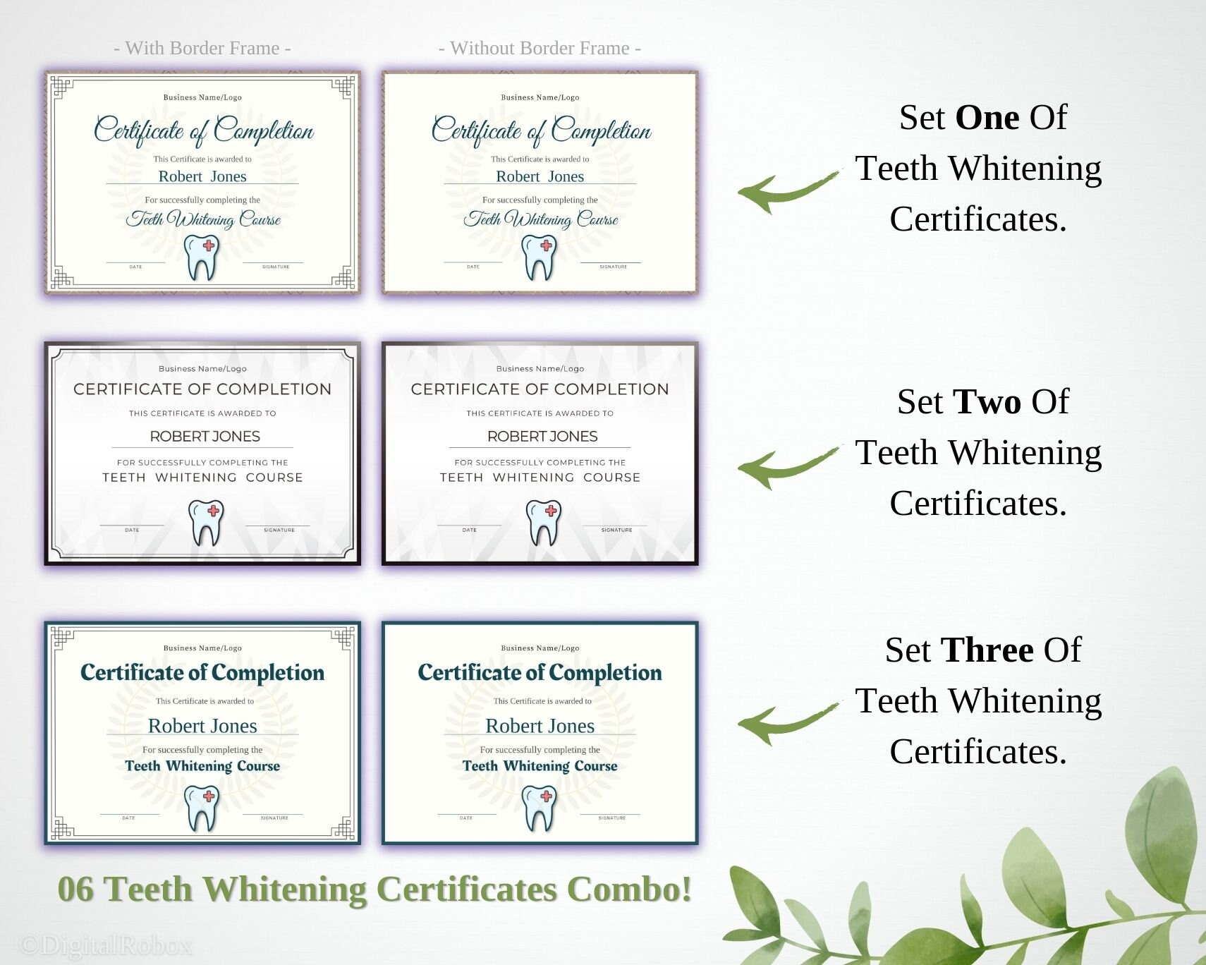 Teeth Whitening Certificate Of Completion Template Tooth Etsy