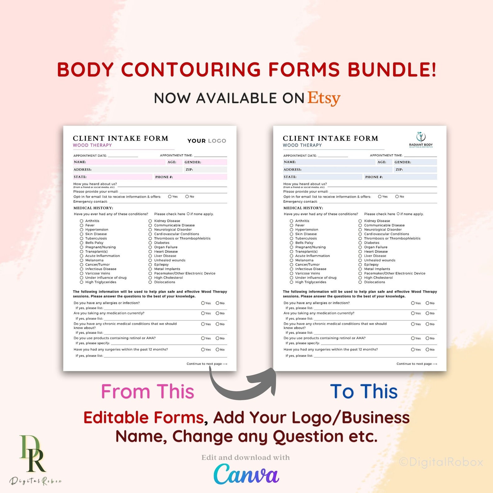 Body Contouring Consent Forms Body Contouring Business Forms Etsy