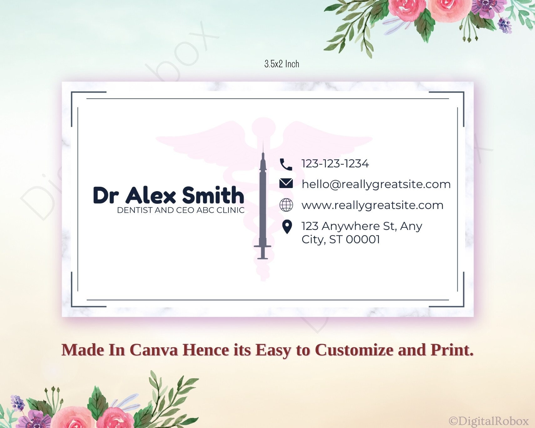 Teeth Whitening Business Cards, Business Card For Dentist, Modern Business Card For Doctors, Canva Business Card Template *INSTANT DOWNLOAD*