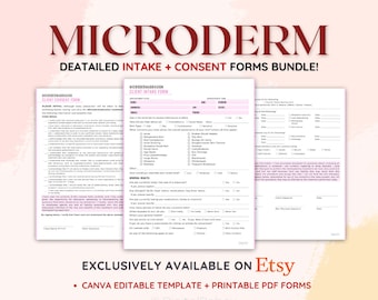 Editable Microdermabrasion Consent Forms, Microdermabrasion Consent, Microderm Client Consent and Intake Forms, Editable + Printable PDF