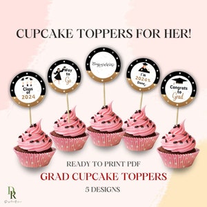 Toppers para Cupcake de Formatura: Turma de 2024, 5 Designs (PDF)