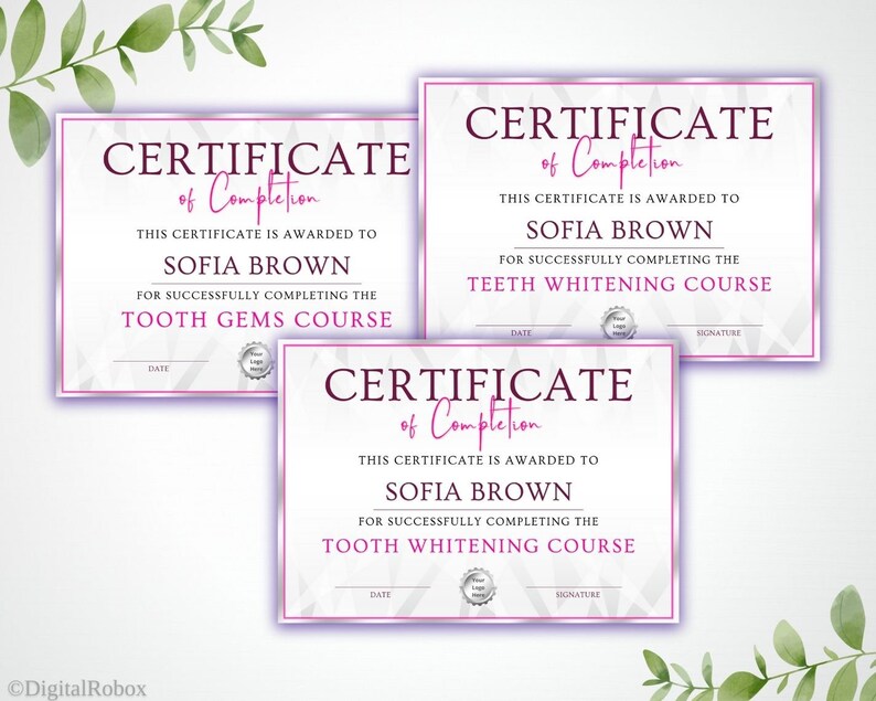 Tooth Whitening Certificate, Tooth Gem Certificate, Teeth Whitening