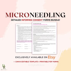 Microneedling Consent Forms, Microneedling Informed Consent Form, Microneedling Forms, Printable PDF + Editable Template