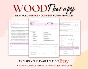 Wood Therapy Intake & Consent Form: Esthetician Canva Template (Printable PDF)