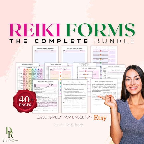 Complete Reiki Forms Bundle, Reiki Forms, Reiki Intake Form, Fillable, Printable, and Editable Template [INSTANT DOWNLOAD]