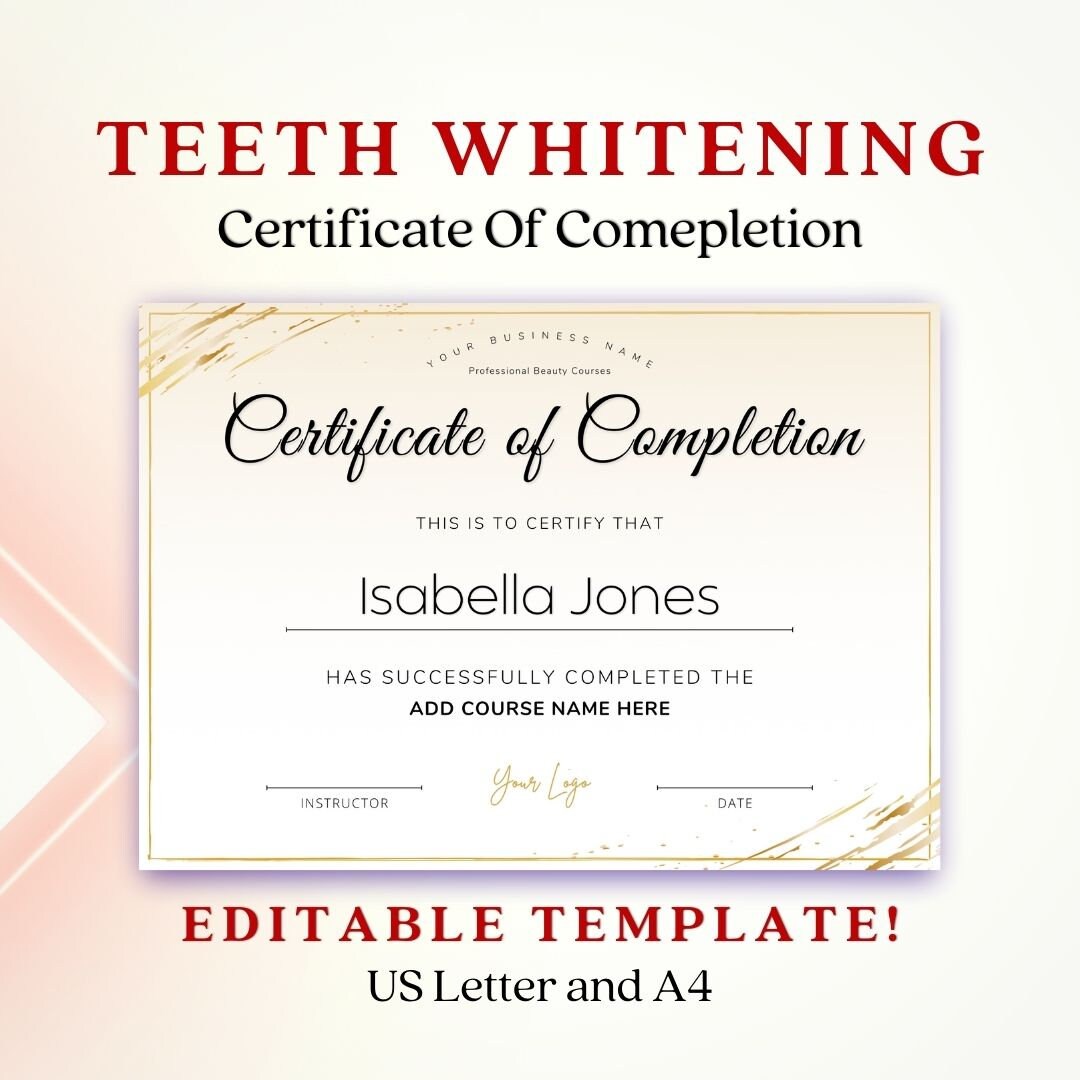 Minimalist Teeth Whitening Certificate DIY Certificate of Etsy