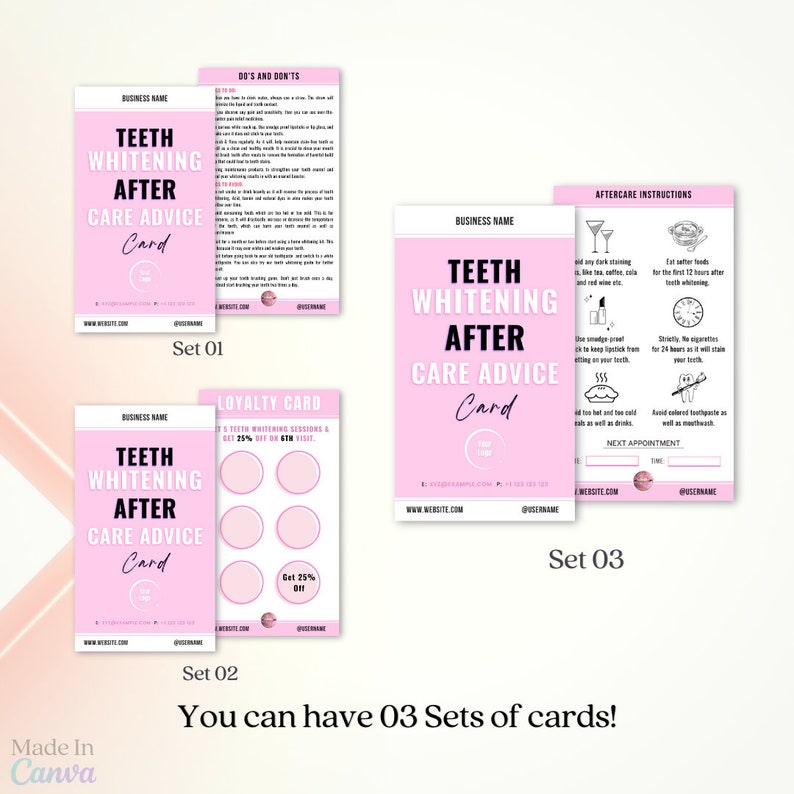Teeth Whitening Aftercare Card Template, Teeth Whitening Aftercare