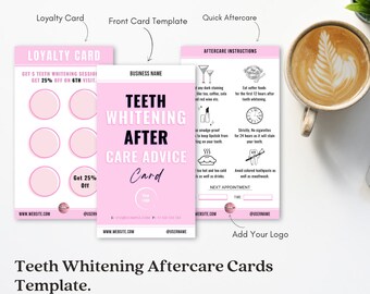 Teeth Whitening Aftercare Card Template, Teeth Whitening Aftercare Instructions Printables, After Care Cards Combo *INSTANT DOWNLOAD*