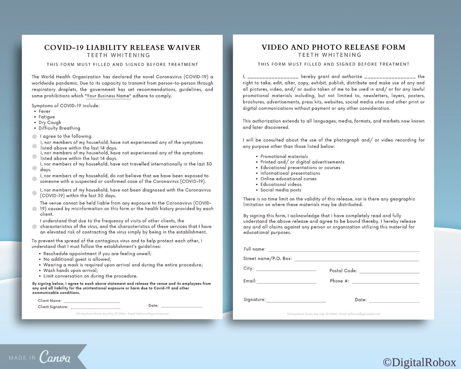 Teeth Whitening Consent Form Template