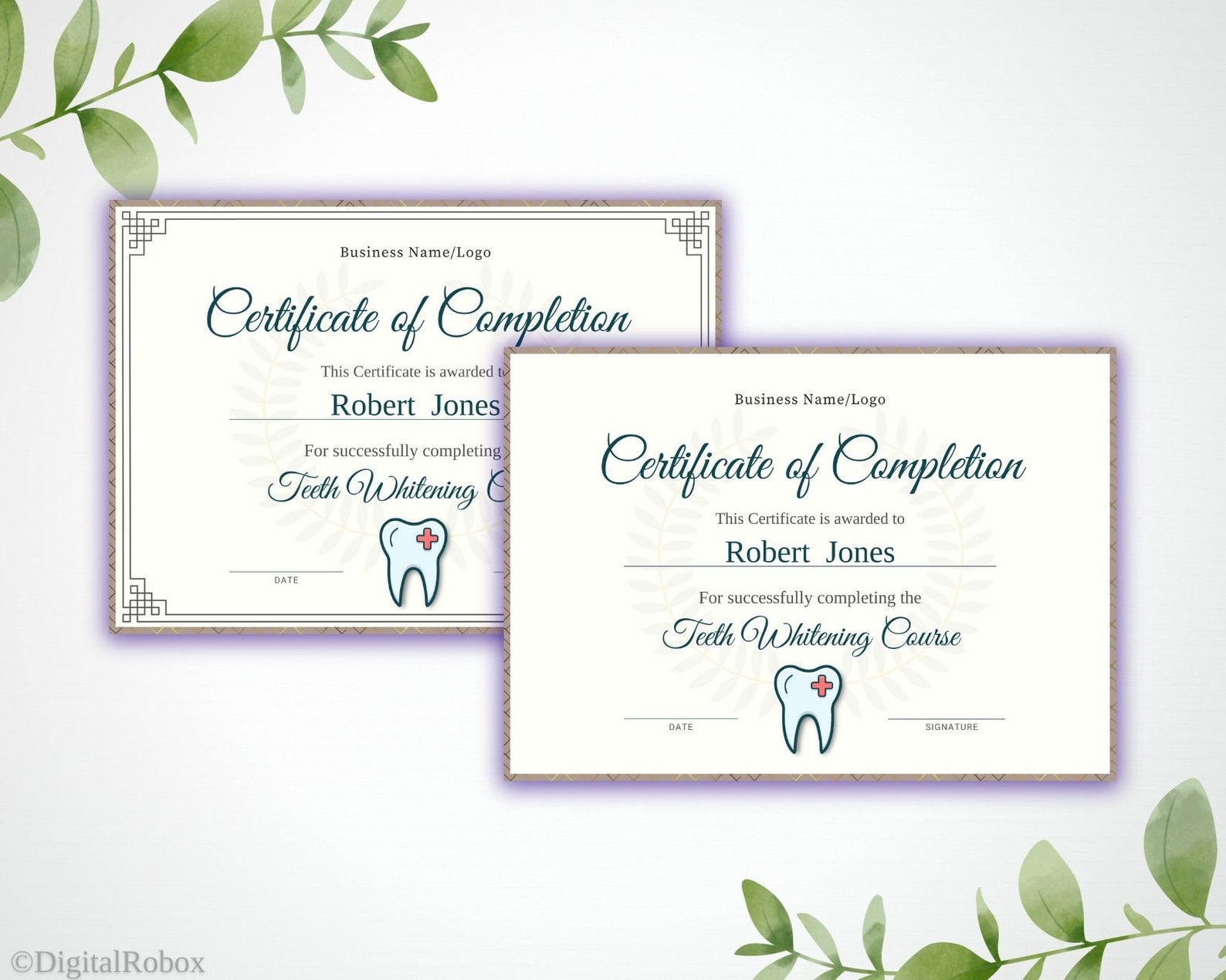 Teeth Whitening Certificate Of Completion Template Tooth Etsy