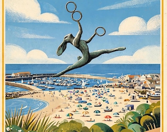 Leaping Hare Vintage style poster from an original photo