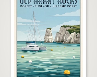 Limited Edition Old Harry Rock 2 Vintage style poster from an original photo