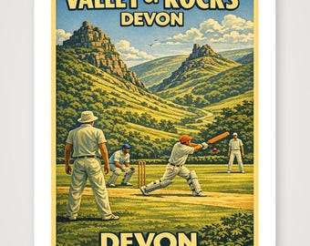 Limited Edition Valley of Rocks 2 Vintage style poster from an original photo