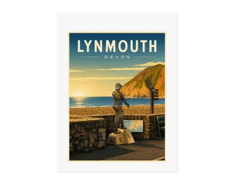 Lynmouth Devon Vintage Seaside Poster Fine Art Poster | Coastal Travel Print