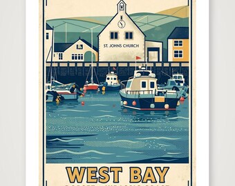 Limited Edition West_Bay_1950s_Poster Vintage style poster from an original photo